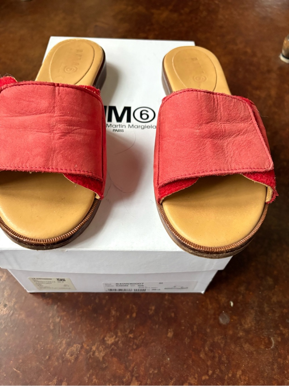 MM6 Maison Margiela
Red Nubuck  Sandal
Size 38.5